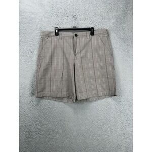 Columbia Shorts Mens 40X10 Omni-Shade‎ Tan Plaid Khakis Chino Flat Front Pockets